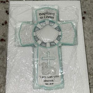 Boys Baptism Hanging Ceramic Wall Cross